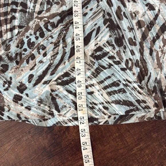 Karen Kayne, Long brown and powder blue pattern maxi dress. - Picture 3 of 4